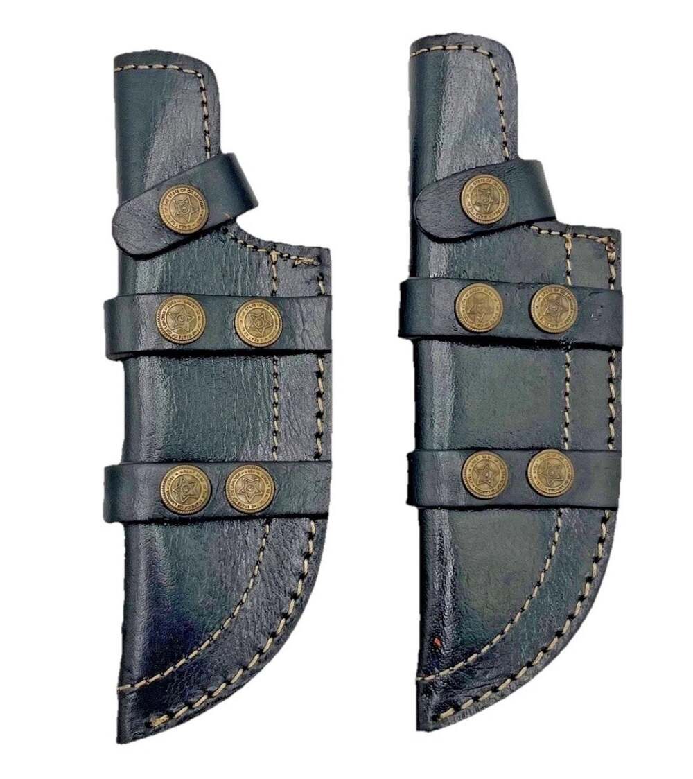 Set of 2 Black Leather Knife Sheaths w/ Belt Loop – New
